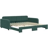 vidaXL izvlečna dnevna postelja temno zelena 100x200 cm žamet, (20936484) | Shoptok.si