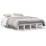 vidaXL Posteljni okvir bel 140x190 cm trdna borovina | Shoptok.si