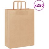 vidaXL Papirnate vrećice 250 kom s ručkama smeđe 26x12x35 cm | shoptok.hr