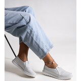 VINCEZA Light gray leather lace-up shoes | Shoptok.si