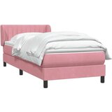  spring postelja z vzmetnico roza 90x220 cm žamet, (21792892) | Shoptok.si