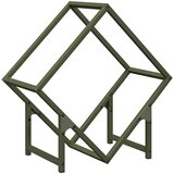  stojalo za drva z lesenim vrhom olivno zelene 50x25x50 cm | Shoptok.si