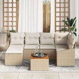 vidaXL 7-dijelni set vrtnih sofa s jastucima, bež poliratan, akacija Cijene