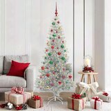 vidaXL Božično drevo med 300 LED z stojalom srebrna 180 cm PET | Shoptok.si