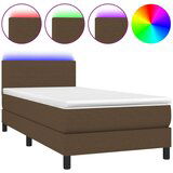  Box spring postelja z vzmetnico LED temno rjava 90x190 cm blago, (20789490) | Shoptok.si