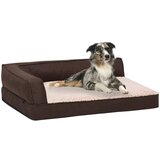 vidaXL Ergonomska pasja postelja 90x64 cm videz platna flis rjava | Shoptok.si