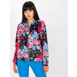 Fashion Hunters Black and pink velor floral bomber sweatshirt RUE PARIS Cene