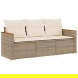  The Living Store Vrtna sedežna garnitura 3-delna z blazinami bež poli ratan - Vrtna Sedežna Garniture, (21451534) | Shoptok.si