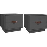  Noćni ormarići 2 kom sivi 40 x 34 x 35 cm od masivne borovine | Eponuda.com