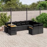 vidaXL 10-dijelni set vrtnih sofa s jastucima crni od poliratana | shoptok.hr