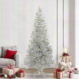 vidaXL Božično drevo med 300 LED z stojalom srebrna 240 cm PET | Shoptok.si