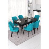 Hanah home Set Trpezarijski sto i 6 stolica Nef, tirkizno-smeđa | Eponuda.ba