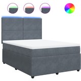 vidaXL Box spring postelja z vzmetnico temno siva 140x200 cm žamet, (21310780) | Shoptok.si