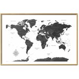  Plakat - Monochromatic Map 60x40 Zlatni okvir s margom | shoptok.hr