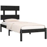  Posteljni okvir črn iz trdnega lesa 75x190 cm 2FT6, (20684495) | Shoptok.si