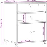 vidaXL Stalak za pisač s kotačima siva boja hrasta 60 x 48 x 74 cm | shoptok.hr