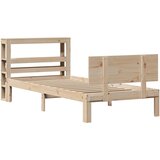 vidaXL Posteljni okvir z vzglavjem 90x200 cm trdna borovina, (21292374) | Shoptok.si
