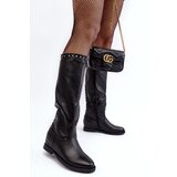 Boto Women's Knee-High Boots Embellished with Studs Black Bevitis | ePonuda.com
