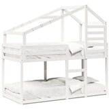  Krevet na kat s krovom bijeli 90 x 190 cm od masivne borovine - Bijela 90 x 190 cm | shoptok.hr