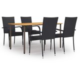  5-dijelni vrtni blagovaonski set od poliratana crni | shoptok.hr