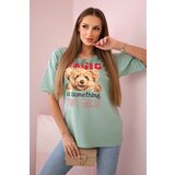 Kesi Blouse with Magic dark mint print | Shoptok.si