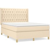  Box spring postelja z vzmetnico krem 140x200 cm blago, (20892557) | Shoptok.si