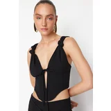 Trendyol X Zeynep Tosun Black Knitted Lacing Detailed Underwire Bustier