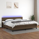 vidaXL Box spring postelja z vzmetnico LED temno rjava 200x200cm blago Cene