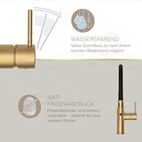 ELITE EDITION Kuhinjska armatura KF1445 v mat zlati izvedbi s prožno pršno glavo in dvema vrstama curka — Krom | Shoptok.si