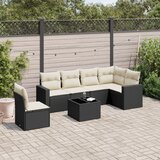 vidaXL 7-dijelni set vrtnih sofa od poliratana s jastucima crni Cijene