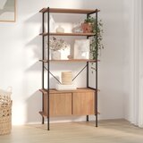  The Living Store Regal z omarico 5-nadstropen 80x40x163 cm jeklo in inž. les - Regal Z Omarico, (21439706) Cene