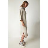  Women's Cream Polo Neck Oversize Knitwear Dress | Shoptok.si