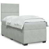 vidaXL Box spring postelja z vzmetnico svetlo siva 90x200 cm žamet | Shoptok.si
