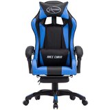 In Racing stol z oporo za noge modro in črno umetno usnje | Shoptok.si