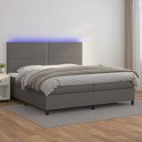 The Living Store Box spring postelja z vzmetnico LED siva 200x200cm umetno usnje - Box Spring Postelja, (21517496) Cene