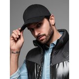 Ombre Men's baseball cap with visor and decorative embroidery - black Cene