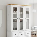 vidaXL Omarica s steklenimi vrati BODO bela in rjava trdna borovina | Shoptok.si
