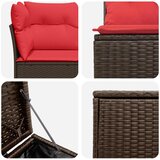  Set sofe 7 pcs Smeđa i crvena Poli Rattan i čelik | shoptok.hr