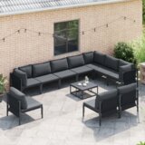 vidaXL Sjedeća garnitura za vrt 10 pcs Antracit Čelik | shoptok.hr