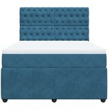 vidaXL Box spring postelja z vzmetnico modra 140x200 cm žamet, (21305956) | Shoptok.si