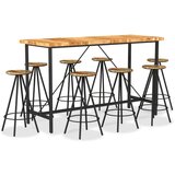 In 9-dijelni barski set od masivnog bagremovog i obnovljenog drva Cijene