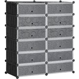 HOMCOM Modularna omara za čevlje, ki varčuje s prostorom, 12 kock 45x35x16 cm iz PP plastike in jekla, 94x37x108 cm, črno-bela, (20754101) Cene