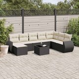  9-dijelni set vrtnih sofa s jastucima crni od poliratana | shoptok.hr