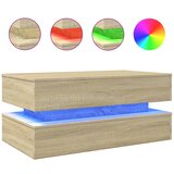 Maison Chic Klubska mizica - kavna mizica - Nizka mizica z LED lučkami sonoma hrast 90x50x40 cm, (21752064) Cene