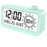 Polnilna pametna budilka z LCD, nočno lučjo in časovnikom Green, (5000290856)
