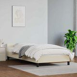 Maison Chic Posteljni okvir - Enojna postelja - Postelja za odrasle z vzglavjem brez vzmetnice krem 90x190 cm, (21695776) | Shoptok.si