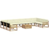 vidaXL Zunanja garnitura za sedenje z blazino 11 pcs Bela in krem, (5000282166) | Shoptok.si