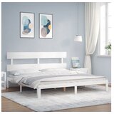 vidaXL Okvir Za krevet s uzglavljem bijeli 200x200 cm od masivnog drva | shoptok.hr