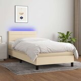  Box spring postelja z vzmetnico LED krem 90x200 cm blago, (20901950) Cene