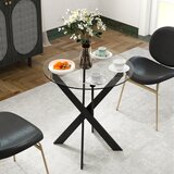  Moderni stakleni blagovaonski stol promjera 70 cm kuhinjski stol s kaljenom staklenom pločom i metalnim nogama za 4 osobe | shoptok.hr